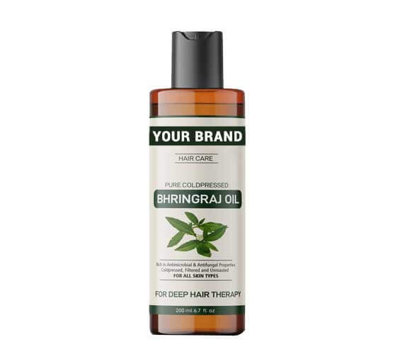 Bottle of hair oil with natural ingredients